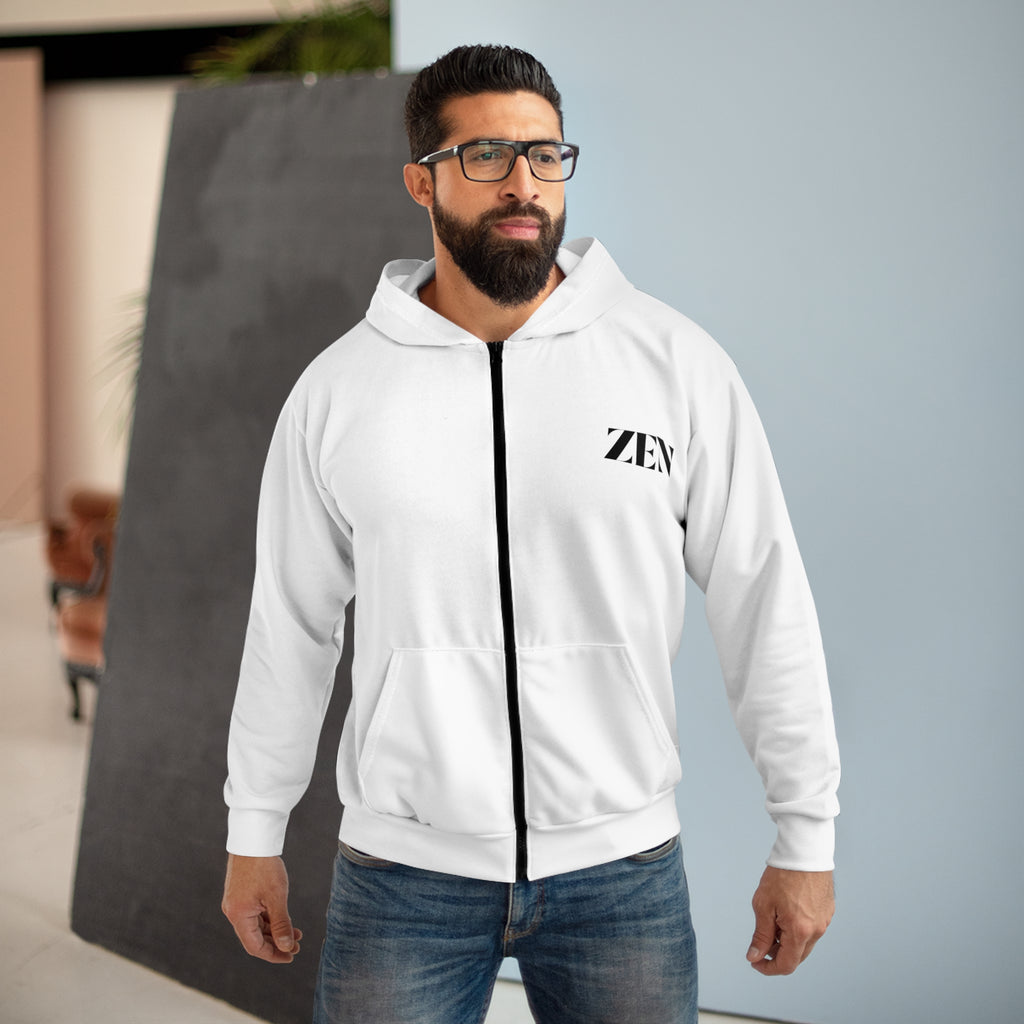 Zen Zip Hoodie — Minimalist 'ZEN' Chest Logo Zip-Up Hoodie