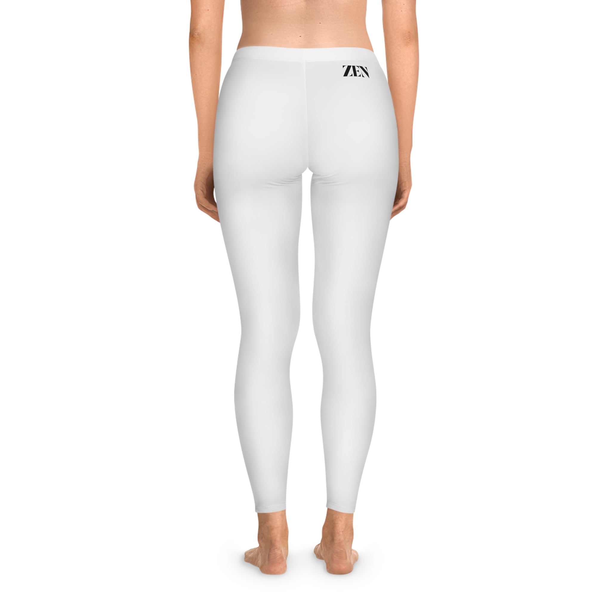 Zen Minimalist White Leggings — High-Waist All-Over Print Yoga Leggings