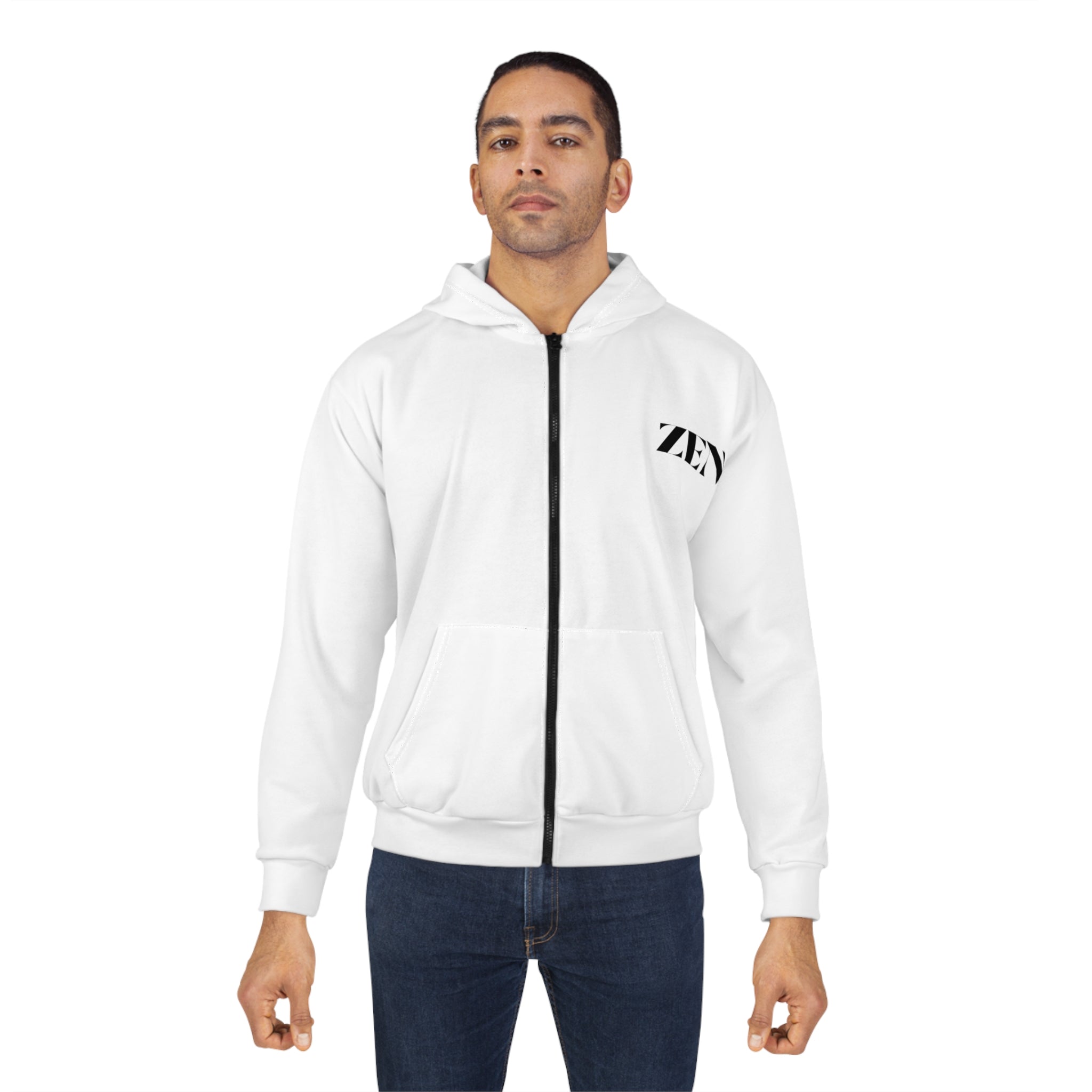 Zen Zip Hoodie — Minimalist 'ZEN' Chest Logo Zip-Up Hoodie