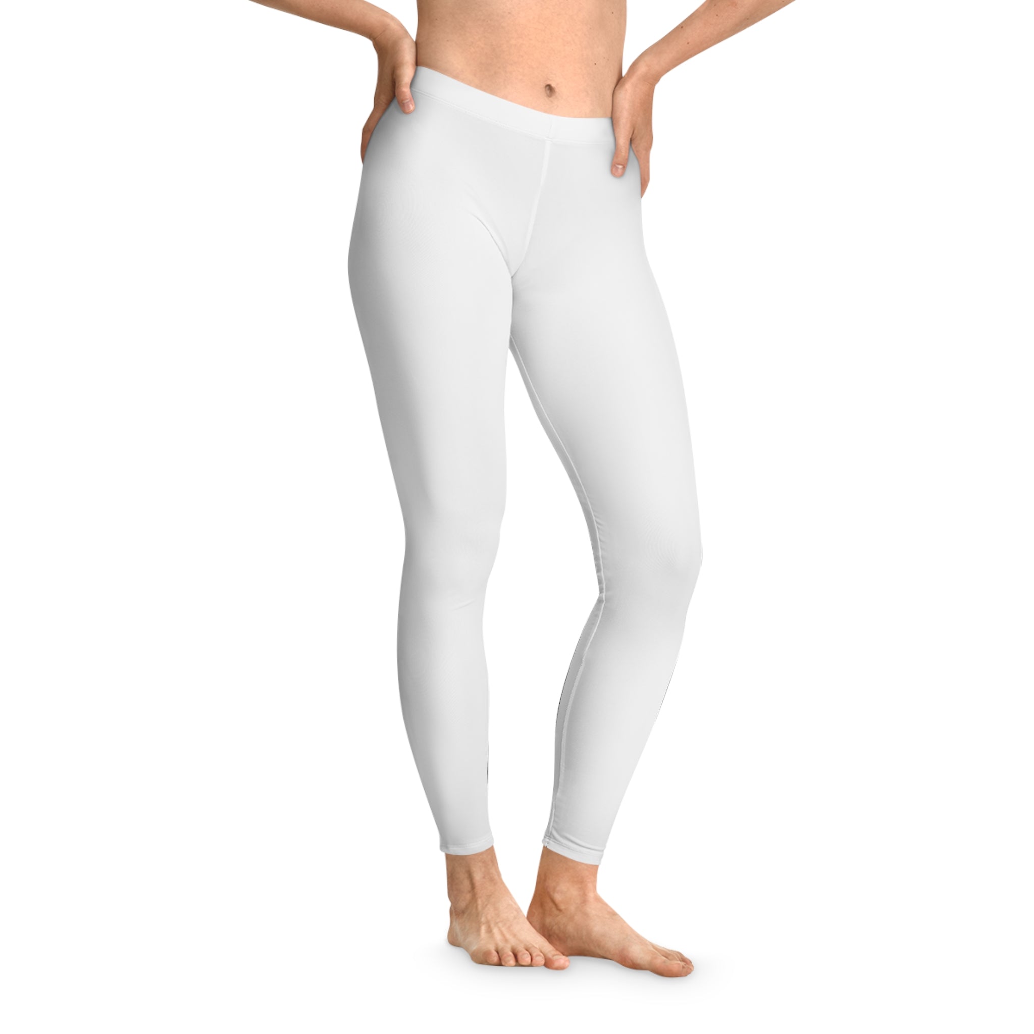 Zen Minimalist White Leggings — High-Waist All-Over Print Yoga Leggings