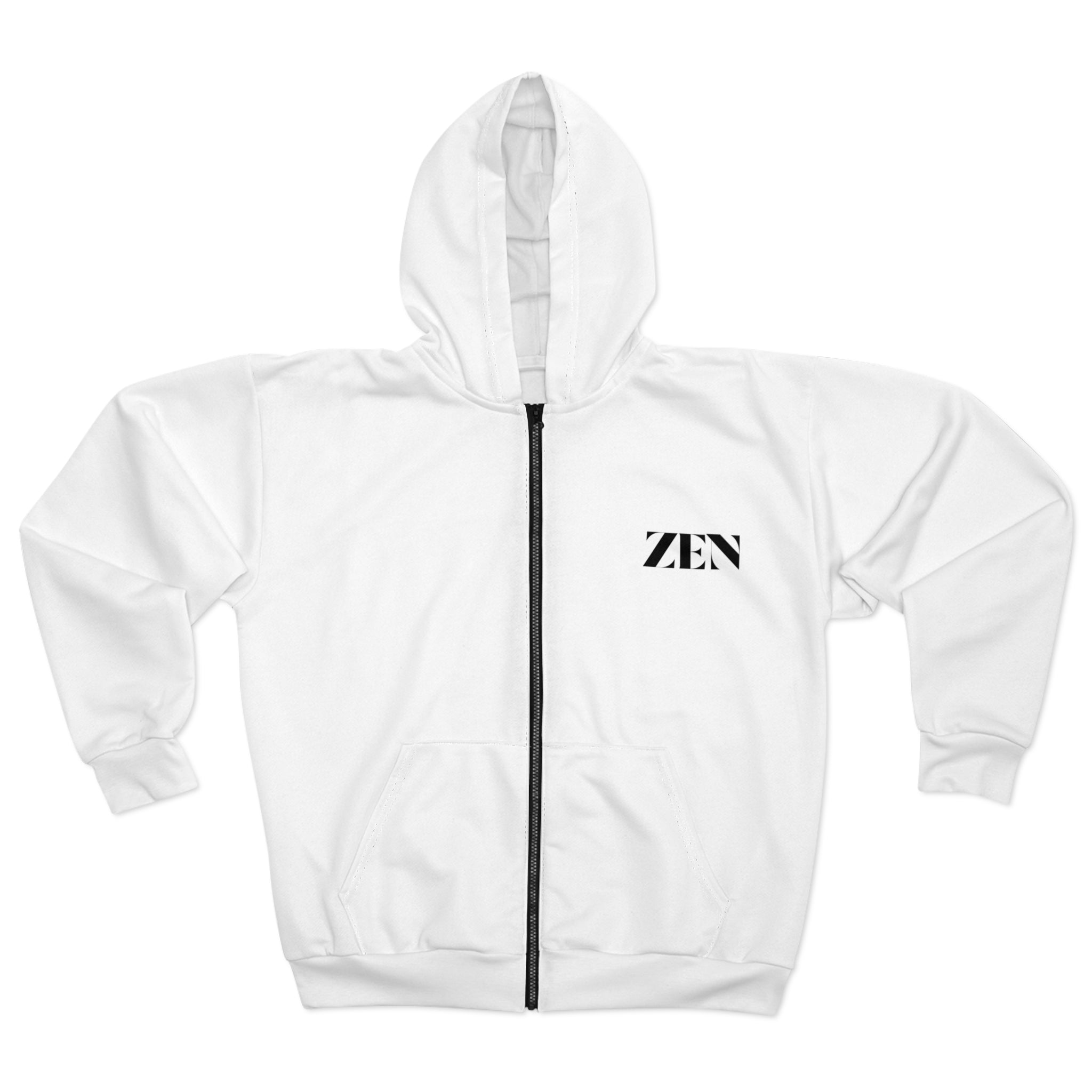 Zen Zip Hoodie — Minimalist 'ZEN' Chest Logo Zip-Up Hoodie