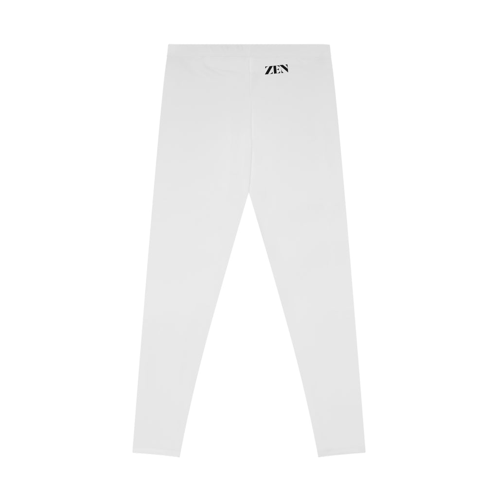 Zen Minimalist White Leggings — High-Waist All-Over Print Yoga Leggings